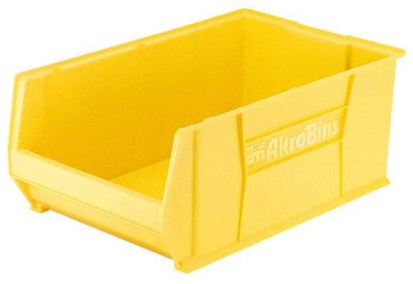 Akro-Mils - 200 Lb. Load Capacity, 20" Deep, Yellow Polymer Hopper Stacking Bin - 12" High x 12-3/8" Wide x 20" Long - Industrial Tool & Supply