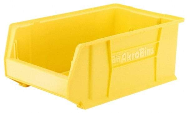 Akro-Mils - 300 Lb. Load Capacity, 29-1/4" Deep, Yellow Polymer Hopper Stacking Bin - 12" High x 18-3/8" Wide x 29-1/4" Long - Industrial Tool & Supply