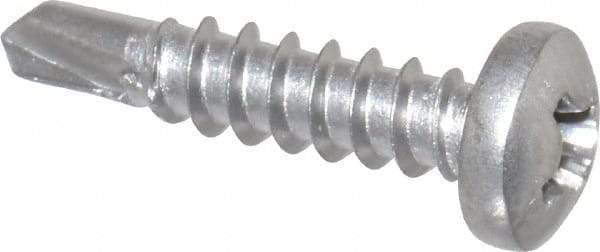 Value Collection - #6, Pan Head, Phillips Drive, 5/8" Length Under Head, #2 Point, Self Drilling Screw - Grade 410 Stainless Steel - Industrial Tool & Supply