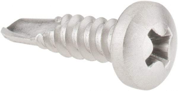 Value Collection - #10, Pan Head, Phillips Drive, 3/4" Length Under Head, #3 Point, Self Drilling Screw - Grade 410 Stainless Steel - Industrial Tool & Supply