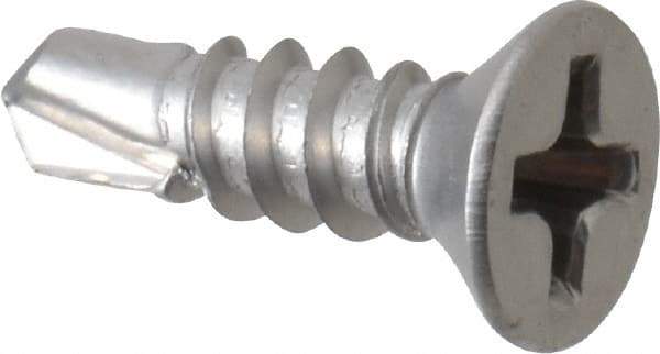 Value Collection - #6, Flat Head, Phillips Drive, 1/2" OAL, #2 Point, Self Drilling Screw - Grade 410 Stainless Steel - Industrial Tool & Supply