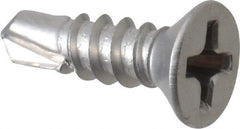 Value Collection - #6, Flat Head, Phillips Drive, 1/2" OAL, #2 Point, Self Drilling Screw - Grade 410 Stainless Steel - Industrial Tool & Supply