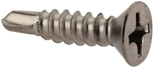 Value Collection - #6, Flat Head, Phillips Drive, 5/8" OAL, #2 Point, Self Drilling Screw - Grade 410 Stainless Steel - Industrial Tool & Supply