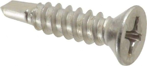 Value Collection - #8, Flat Head, Phillips Drive, 3/4" OAL, #2 Point, Self Drilling Screw - Grade 410 Stainless Steel - Industrial Tool & Supply