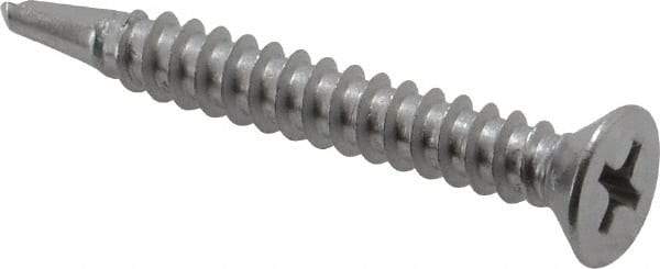 Value Collection - #10, Flat Head, Phillips Drive, 1-1/2" OAL, #3 Point, Self Drilling Screw - Grade 410 Stainless Steel - Industrial Tool & Supply