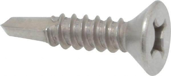 Value Collection - #12, Flat Head, Phillips Drive, 1" OAL, #3 Point, Self Drilling Screw - Grade 410 Stainless Steel - Industrial Tool & Supply
