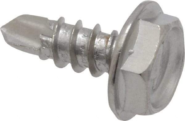 Value Collection - #6, Hex Washer Head, Hex Drive, 3/8" Length Under Head, #2 Point, Self Drilling Screw - Grade 410 Stainless Steel - Industrial Tool & Supply