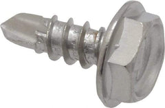 Value Collection - #6, Hex Washer Head, Hex Drive, 3/8" Length Under Head, #2 Point, Self Drilling Screw - Grade 410 Stainless Steel - Industrial Tool & Supply