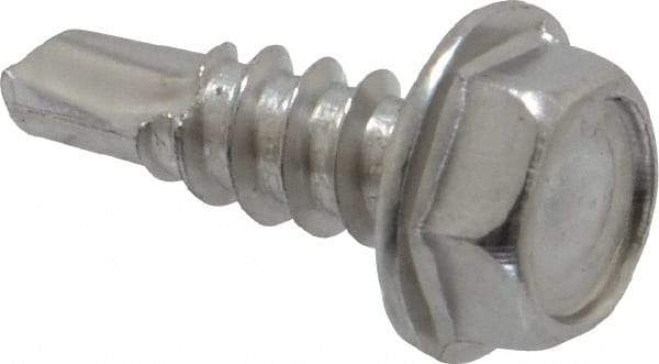 Value Collection - #8, Hex Washer Head, Hex Drive, 1/2" Length Under Head, #2 Point, Self Drilling Screw - Grade 410 Stainless Steel - Industrial Tool & Supply