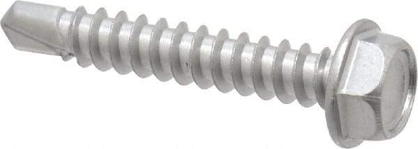 Value Collection - #8, Hex Washer Head, Hex Drive, 1" Length Under Head, #2 Point, Self Drilling Screw - Grade 410 Stainless Steel - Industrial Tool & Supply