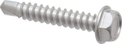 Value Collection - #8, Hex Washer Head, Hex Drive, 1" Length Under Head, #2 Point, Self Drilling Screw - Grade 410 Stainless Steel - Industrial Tool & Supply