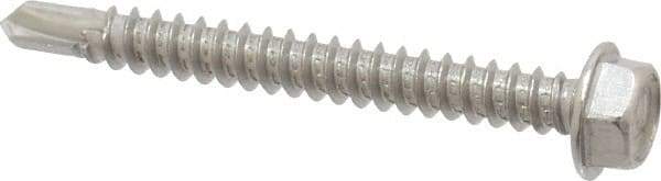 Value Collection - #8, Hex Washer Head, Hex Drive, 1-1/2" Length Under Head, #2 Point, Self Drilling Screw - Grade 410 Stainless Steel - Industrial Tool & Supply