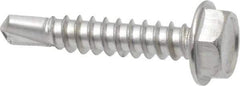 Value Collection - #10, Hex Washer Head, Hex Drive, 1" Length Under Head, #3 Point, Self Drilling Screw - Grade 410 Stainless Steel - Industrial Tool & Supply