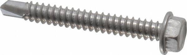 Value Collection - #14, Hex Washer Head, Hex Drive, 2" Length Under Head, #3 Point, Self Drilling Screw - Grade 410 Stainless Steel - Industrial Tool & Supply