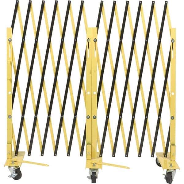 Illinois Engineered Products - 40" High Portable Barrier Gates - Galvanized Steel, Yellow/Black - Industrial Tool & Supply