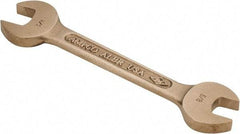 Ampco - 5/8" x 3/4" Nonsparking Open End Wrench - 6-7/8" OAL, Double End, Plain Finish, 15° Head Angle - Industrial Tool & Supply