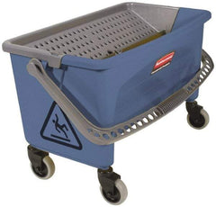 Rubbermaid - 40 Qt Plastic Bucket & Wringer - 14.7" Long x 16.2" High x 26.2" Wide, Blue - Industrial Tool & Supply