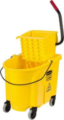 Rubbermaid - 35 Qt Plastic Bucket & Wringer - 20.1" Long x 17.4" High x 15.7" Wide, Yellow - Industrial Tool & Supply