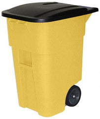 Rubbermaid - 50 Gal Yellow Rectangle Trash Can - Polyethylene, 36-1/2" High x 28-1/2" Long x 23-3/8" Wide - Industrial Tool & Supply