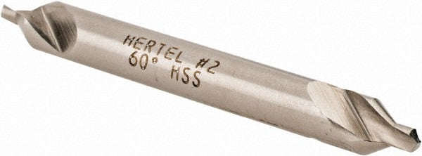 Hertel - #2 Plain Cut 60° Incl Angle High Speed Steel Combo Drill & Countersink - Industrial Tool & Supply