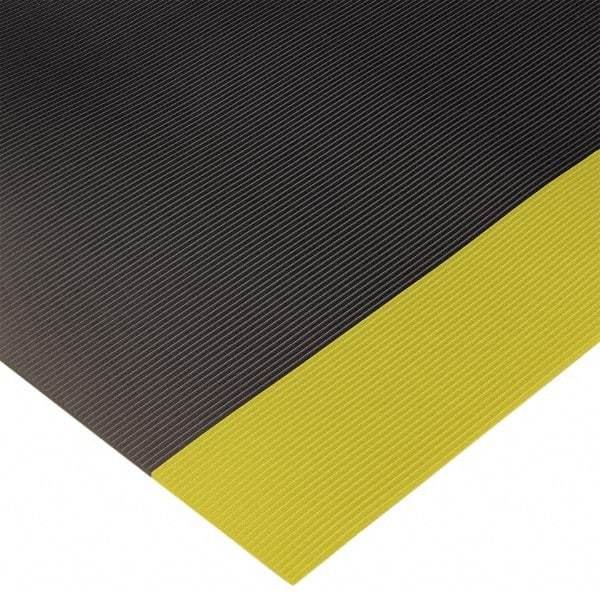 Wearwell - 75 Ft. Long x 3 Ft. Wide x 1/4 Inch Thick, Vinyl, Ribbed Surface Switchboard Matting - 30,000 V Max Dielectric Strength, 17,000 V Max Recommended Use, Black with Yellow Borders - Industrial Tool & Supply