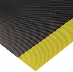 Wearwell - 75 Ft. Long x 3 Ft. Wide x 1/4 Inch Thick, Vinyl, Ribbed Surface Switchboard Matting - 30,000 V Max Dielectric Strength, 17,000 V Max Recommended Use, Black with Yellow Borders - Industrial Tool & Supply