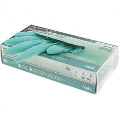 Disposable Gloves: Neoprene Green, Textured Fingers, Static Dissipative