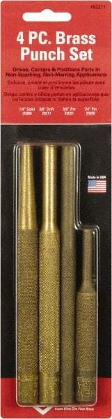 Mayhew - 4 Piece Drift, Pin, Starter Punch Set - 1/4 to 3/8" Round Shank, Comes in Pouch - Industrial Tool & Supply