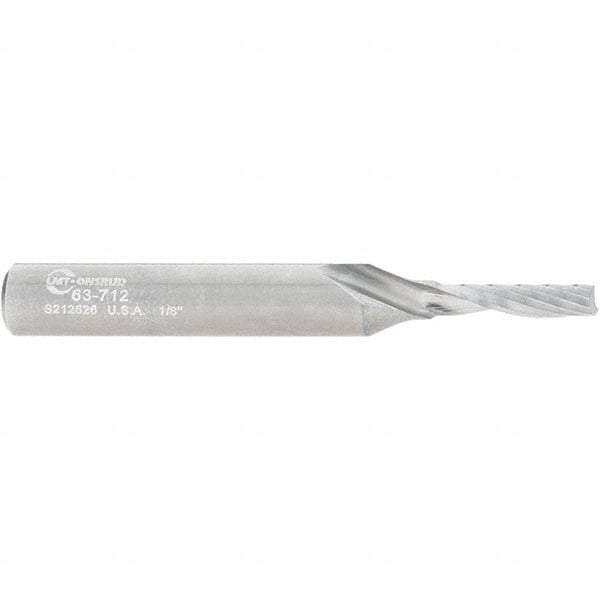 Onsrud - 1/8" Cutting Diam x 1/2" Length of Cut, 1 Flute, Upcut Spiral Router Bit - Uncoated, Right Hand Cut, Solid Carbide, 2" OAL x 1/4" Shank Diam, Single Edge, 21° Helix Angle - Industrial Tool & Supply