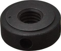 Gibraltar - 1/2-13" UNC Thread, Black Oxide Finish, Steel Round Knurled Check Nut - 7/16" Overall Height, 1-1/4" Head Diam, 1" Base Diam - Industrial Tool & Supply