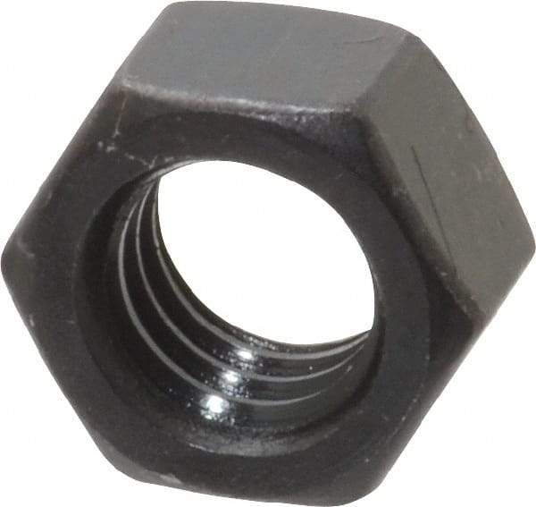 Gibraltar - 3/8-16 UNC Steel Right Hand Heavy Hex Nut - 9/16" Across Flats, 21/64" High, Black Oxide Finish - Industrial Tool & Supply