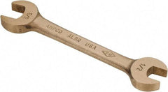 Ampco - 1/2" x 5/8" Nonsparking Open End Wrench - 5-3/4" OAL, Double End, Plain Finish, 15° Head Angle - Industrial Tool & Supply