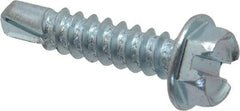Value Collection - #8, Hex Washer Head, Slotted Drive, 3/4" Length Under Head, #2 Point, Self Drilling Screw - Grade 1016-1024 Steel, Zinc-Plated Finish - Industrial Tool & Supply