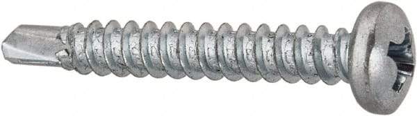Value Collection - #6, Pan Head, Phillips Drive, 1" Length Under Head, #2 Point, Self Drilling Screw - Grade 1016-1024 Steel, Zinc-Plated Finish - Industrial Tool & Supply