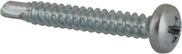 Value Collection - #8, Pan Head, Phillips Drive, 1-1/4" Length Under Head, #2 Point, Self Drilling Screw - Grade 1016-1024 Steel, Zinc-Plated Finish - Industrial Tool & Supply