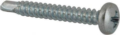 Value Collection - #8, Pan Head, Phillips Drive, 1-1/4" Length Under Head, #2 Point, Self Drilling Screw - Grade 1016-1024 Steel, Zinc-Plated Finish - Industrial Tool & Supply