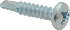 Value Collection - #12, Pan Head, Phillips Drive, 1" Length Under Head, #3 Point, Self Drilling Screw - Grade 1016-1024 Steel, Zinc-Plated Finish - Industrial Tool & Supply