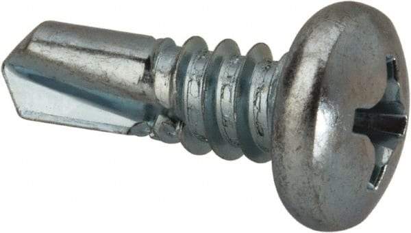 Value Collection - 1/4", Pan Head, Phillips Drive, 3/4" Length Under Head, #3 Point, Self Drilling Screw - Grade 1016-1024 Steel, Zinc-Plated Finish - Industrial Tool & Supply