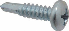Value Collection - 1/4", Pan Head, Phillips Drive, 1" Length Under Head, #3 Point, Self Drilling Screw - Grade 1016-1024 Steel, Zinc-Plated Finish - Industrial Tool & Supply