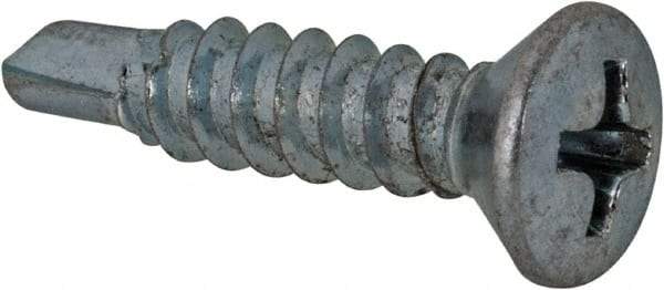 Value Collection - #8, Oval Head, Phillips Drive, 3/4" OAL, #2 Point, Self Drilling Screw - Grade 1016-1024 Steel, Zinc-Plated Finish - Industrial Tool & Supply
