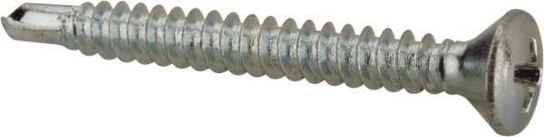 Value Collection - #8, Oval Head, Phillips Drive, 1-1/2" OAL, #2 Point, Self Drilling Screw - Grade 1016-1024 Steel, Zinc-Plated Finish - Industrial Tool & Supply