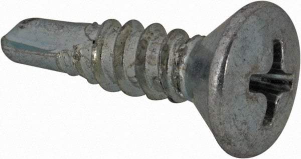 Value Collection - #10, Oval Head, Phillips Drive, 3/4" OAL, #2 Point, Self Drilling Screw - Grade 1016-1024 Steel, Zinc-Plated Finish - Industrial Tool & Supply