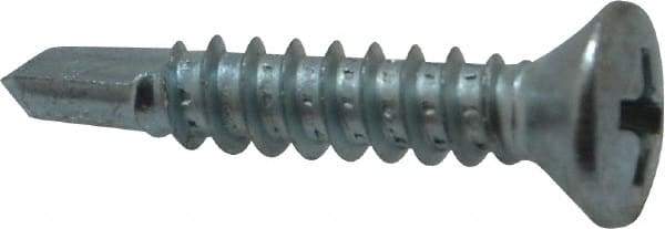 Value Collection - #10, Oval Head, Phillips Drive, 1" OAL, #2 Point, Self Drilling Screw - Grade 1016-1024 Steel, Zinc-Plated Finish - Industrial Tool & Supply
