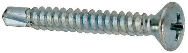 Value Collection - #10, Oval Head, Phillips Drive, 1-1/2" OAL, #2 Point, Self Drilling Screw - Grade 1016-1024 Steel, Zinc-Plated Finish - Industrial Tool & Supply