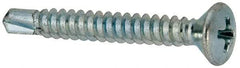 Value Collection - #10, Oval Head, Phillips Drive, 1-1/2" OAL, #2 Point, Self Drilling Screw - Grade 1016-1024 Steel, Zinc-Plated Finish - Industrial Tool & Supply