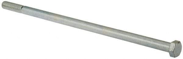 Value Collection - 1/2-13 UNC, 12" Length Under Head Hex Head Cap Screw - Partially Threaded, Grade 2 Steel, Zinc-Plated Finish, 3/4" Hex - Industrial Tool & Supply