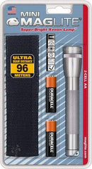 Mag-Lite - Krypton Bulb, 14 Lumens, Mini Flashlight - Gray Aluminum Body, 2 AA Alkaline Batteries Included - Industrial Tool & Supply