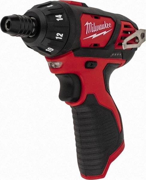 Milwaukee Tool - 12 Volts, Lithium-Ion Battery, Pistol Grip Cordless Screwdriver - 500 RPM, 150 Inch/Lbs. Torque - Industrial Tool & Supply