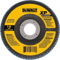 DeWALT - 120 Grit, 4-1/2" Disc Diam, 5/8-11 Center Hole, Type 27 Zirconia Alumina Flap Disc - 13,300 Max RPM, Cloth Backing, Arbor Attaching System, Coated - Industrial Tool & Supply