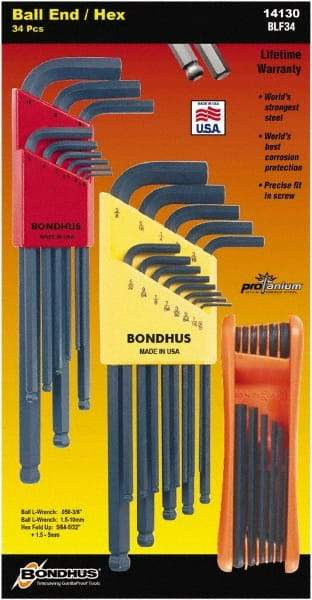 Bondhus - Hex Key Sets - MP.050-3/8/1.5-1MM TRIPLE PK L-WRNCHS ST - Industrial Tool & Supply